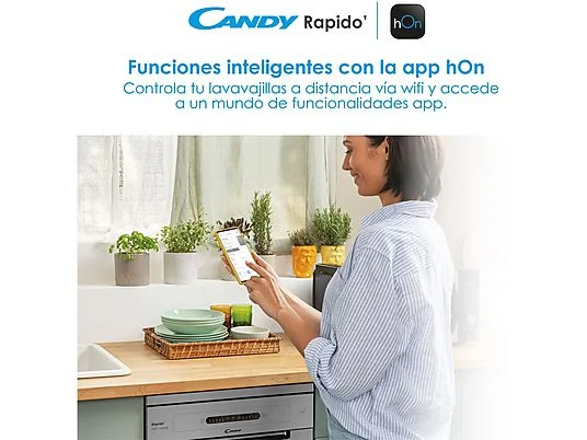 Lavavajillas - Candy Rapido' CF 3C7L0X, 13 servicios, 5 programas, 60 cm, Motor Inverter, Wi-Fi, Inox – Image 10