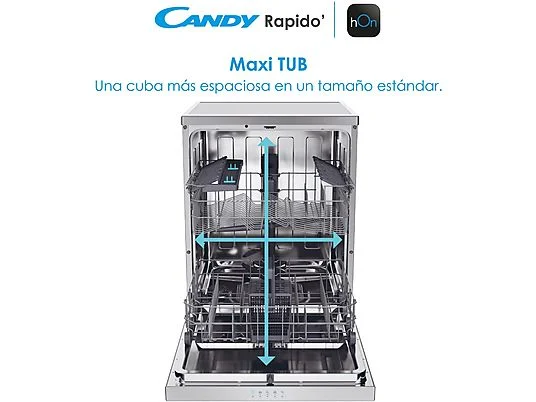 Lavavajillas - Candy Rapido' CF 3C7L0X, 13 servicios, 5 programas, 60 cm, Motor Inverter, Wi-Fi, Inox – Image 9