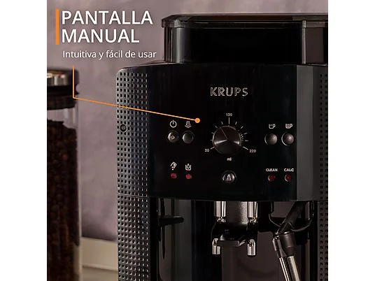 Cafetera superautomática - Krups Roma EA81K870, 1450 W, 15 bar, 1.7 L, 3 temperaturas, 2 tazas, Sistema Thermoblock, Kit de limpieza incluido, Negro – Image 4