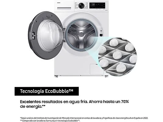 Lavadora carga frontal - Samsung WW90CGC04DAEEC, 9 kg, 1400 rpm, EcoBubble™, Función WiFi con SmartThings, Blanco – Image 5