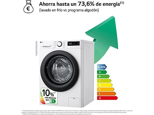 Lavadora carga frontal - LG F4WR5009A6W, Serie 500, 9kg, 1400rpm, 12 programas, AI Direct Drive™, vapor Steam™, Blanco – Image 3