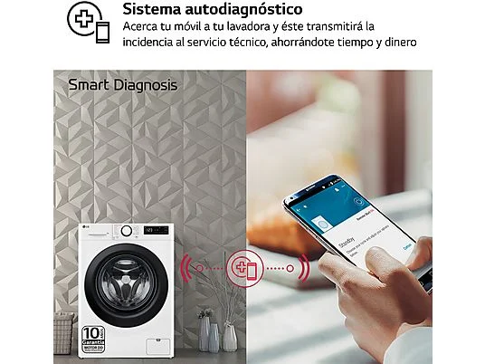 Lavadora carga frontal - LG F4WR5009A6W, Serie 500, 9kg, 1400rpm, 12 programas, AI Direct Drive™, vapor Steam™, Blanco – Image 7