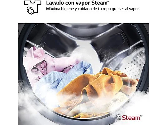 Lavadora carga frontal - LG F4WR7009AGS, Serie 700, 9 kg, 1400 rpm, 14 Programas, AI Direct Drive™, TurboWash™360˚, Inox – Image 6