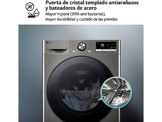 Lavadora carga frontal - LG F4WR7009AGS, Serie 700, 9 kg, 1400 rpm, 14 Programas, AI Direct Drive™, TurboWash™360˚, Inox – Image 7