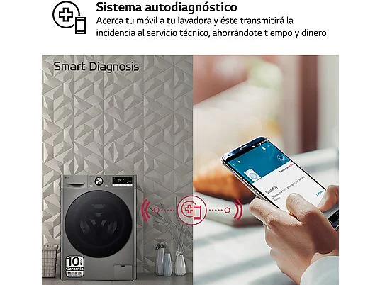 Lavadora carga frontal - LG F4WR7009AGS, Serie 700, 9 kg, 1400 rpm, 14 Programas, AI Direct Drive™, TurboWash™360˚, Inox – Image 8