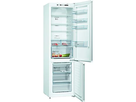 Frigorífico combi - Bosch KGN39VWDA, No Frost, 203 cm, 366 l, Bandejas extraíbles cristal, Blanco – Image 4