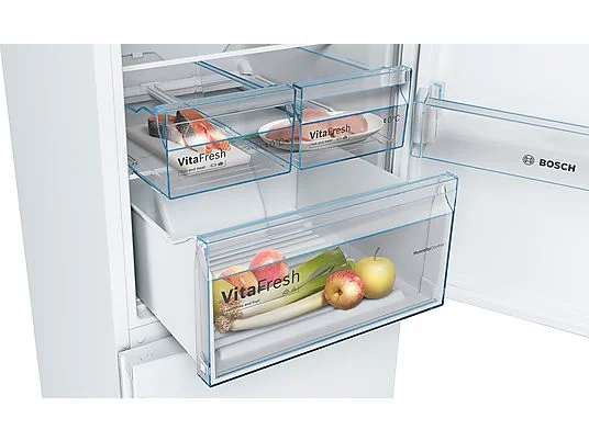 Frigorífico combi - Bosch KGN39VWDA, No Frost, 203 cm, 366 l, Bandejas extraíbles cristal, Blanco – Image 6