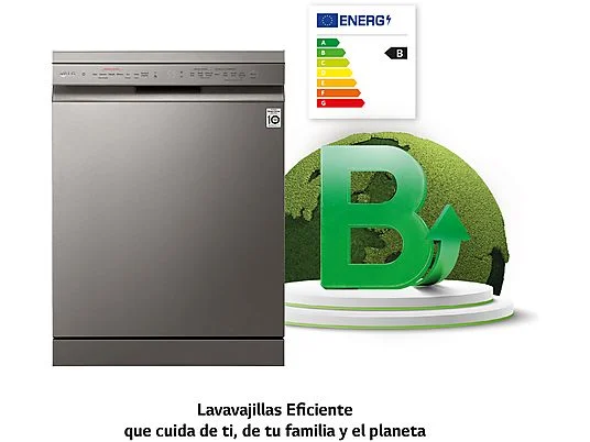 Lavavajillas - LG DF365FPS, 14 servicios, 10 programas, 60 cm, Lavado a vapor, Tercera bandeja, Truesteam™, QuadWash™, Acero inoxidable Antihuellas – Image 2
