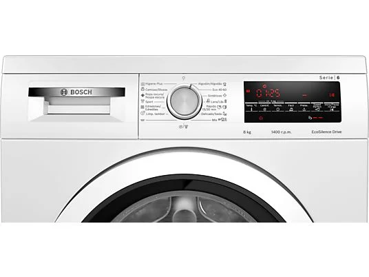 Lavadora carga frontal - Bosch WUU28T63ES, 8 kg, 1.400 rpm, 15 programas, Motor Eco Silence, Activewater, Blanco – Image 3